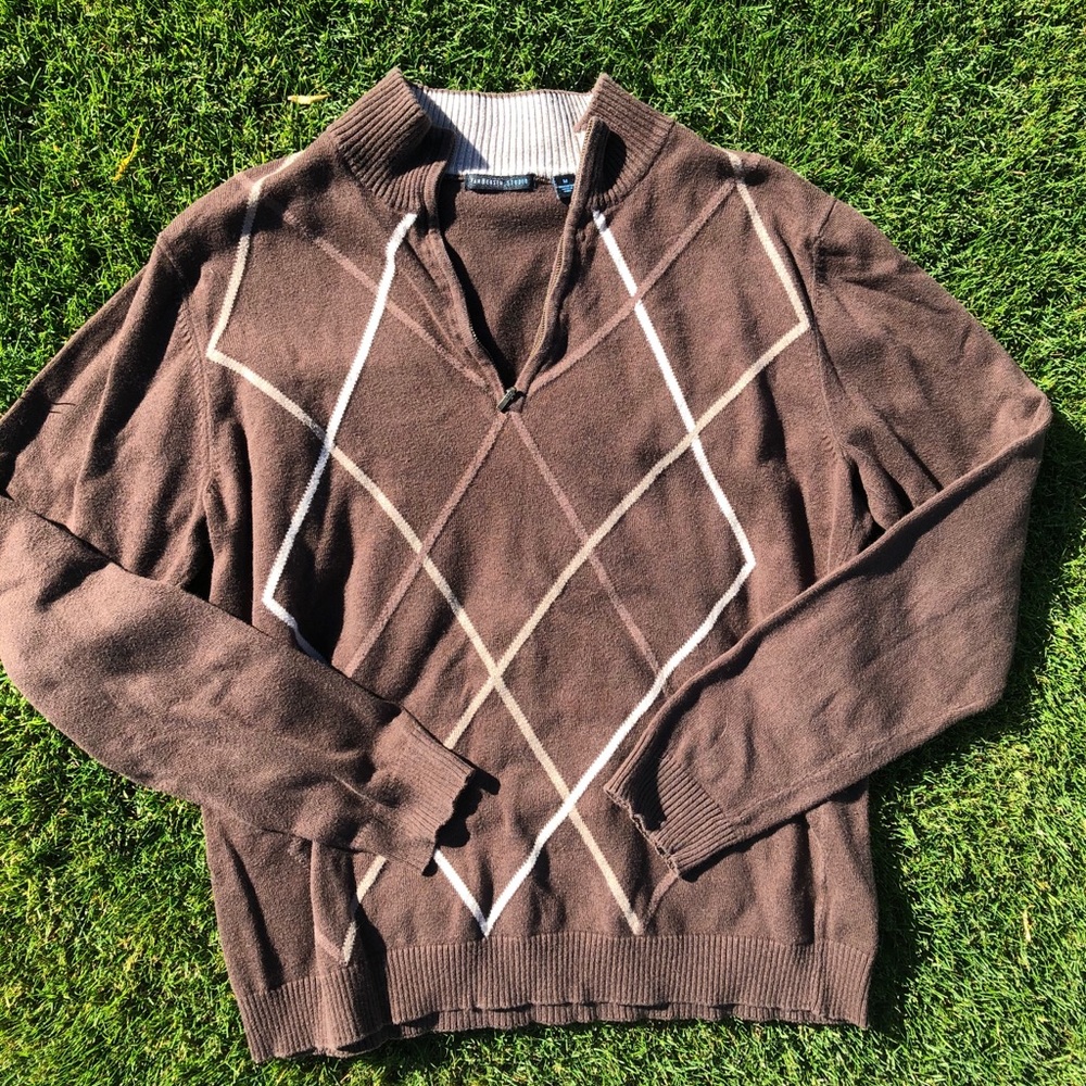 Vintage BROWN plaid quarter zip!